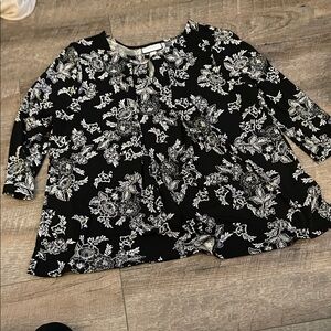 Charter Club Monochrome Floral Blouse